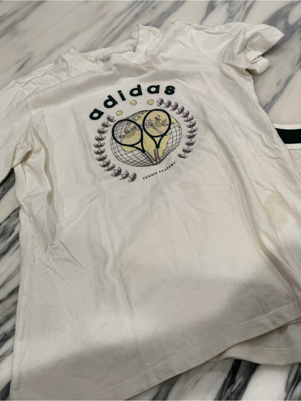 adidas tennis White Tee Racquet design